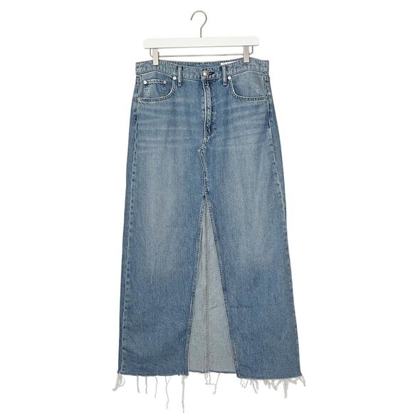 rag & bone Avery Featherweight Denim Maxi Skirt in Beverlys Raw Hem size 29 - Picture 12 of 16